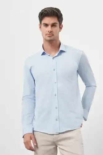 Modazone Men's Lt. BLUE Trend Slim Fit Italian Collar Shirt - 2