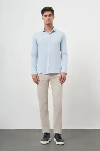 Modazone Men's Lt. BLUE Trend Slim Fit Italian Collar Shirt - 4