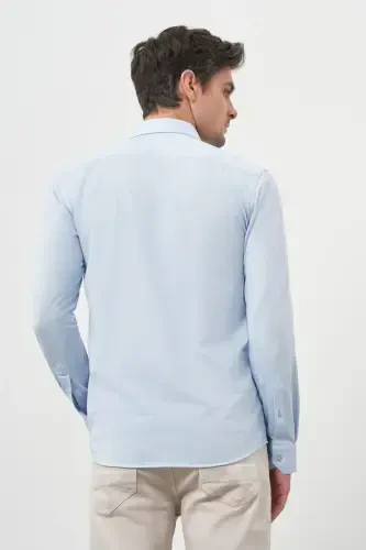 Modazone Men's Lt. BLUE Trend Slim Fit Italian Collar Shirt - 5