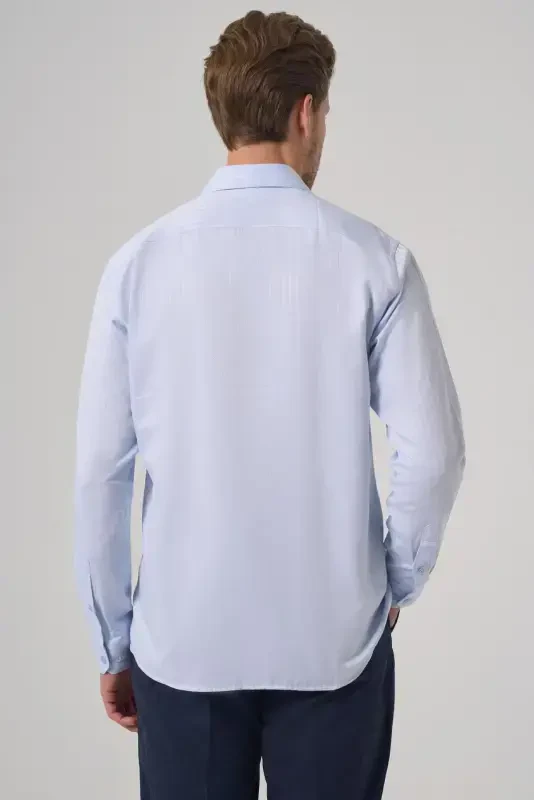 Modazone Men's Lt. BLUE Trend Slim Fit Italian Collar Shirt - 5