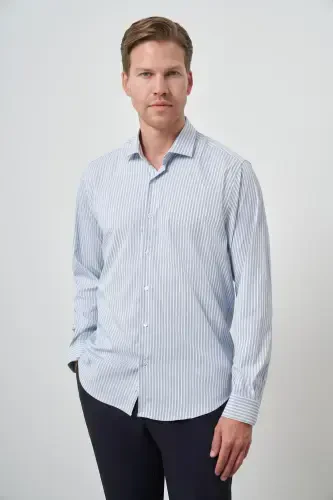 Modazone Men's Marine Stripe Pattern Trend Slim Fit Shirt - 4