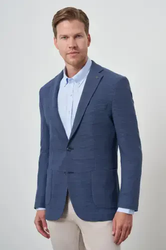 Modazone Men's Marine Woven Dynamic Fit Mono Collar Jacket - 3