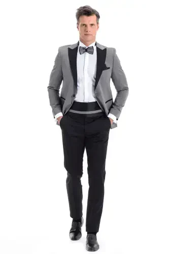 Modazone Men's Medium Gray Broadway Slim Fit Groom Suit - MORVEN (1)