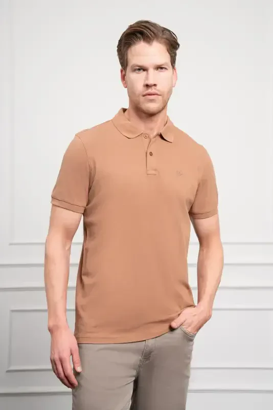 Modazone Men's Mink Basic Polo Collar Dynamic Fit T-Shirt - 1