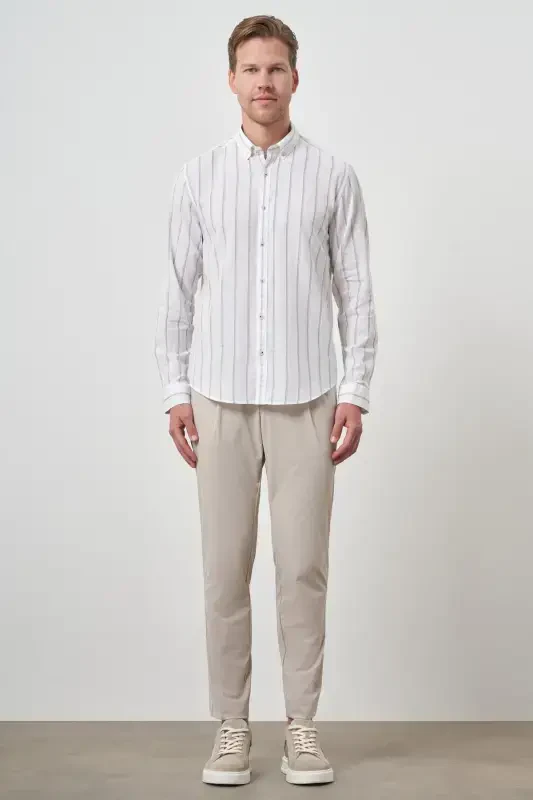 Modazone Men's Mink Linen Dynamic Fit Button-Down Collar Shirt - 2