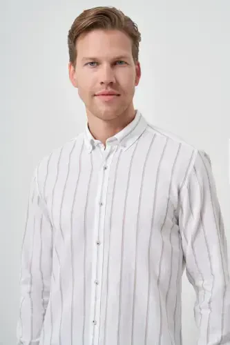 Modazone Men's Mink Linen Dynamic Fit Button-Down Collar Shirt - 3