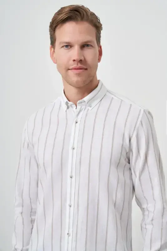 Modazone Men's Mink Linen Dynamic Fit Button-Down Collar Shirt - 3