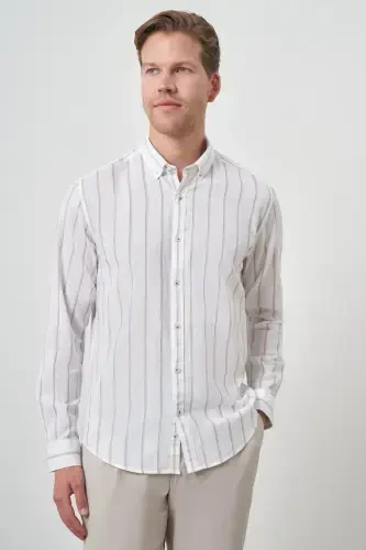 Modazone Men's Mink Linen Dynamic Fit Button-Down Collar Shirt - 4