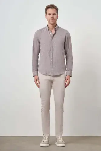 Modazone Men's Mink Linen Trend Dynamic Fit Button-Down Collar Shirt - MORVEN (1)