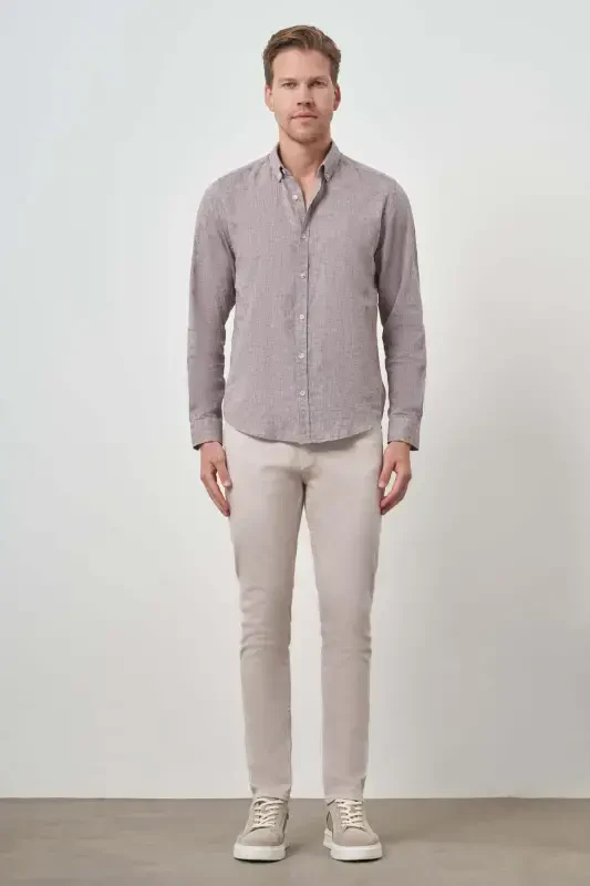 Modazone Men's Mink Linen Trend Dynamic Fit Button-Down Collar Shirt - 2