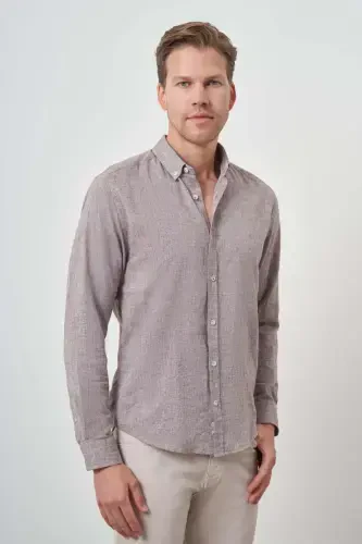 Modazone Men's Mink Linen Trend Dynamic Fit Button-Down Collar Shirt - 3