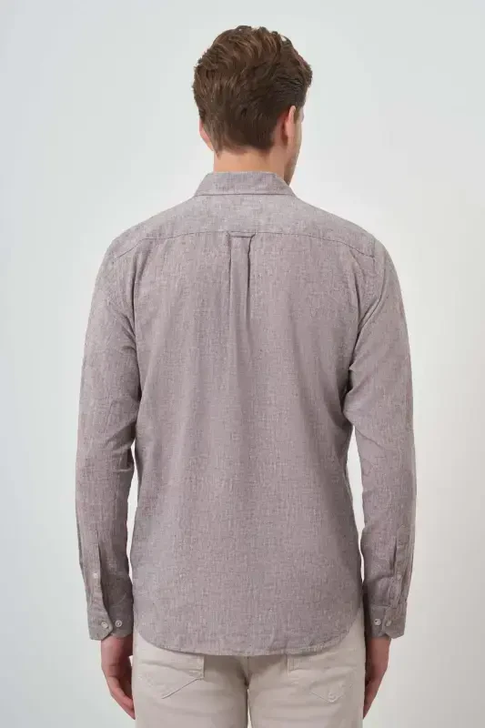 Modazone Men's Mink Linen Trend Dynamic Fit Button-Down Collar Shirt - 4