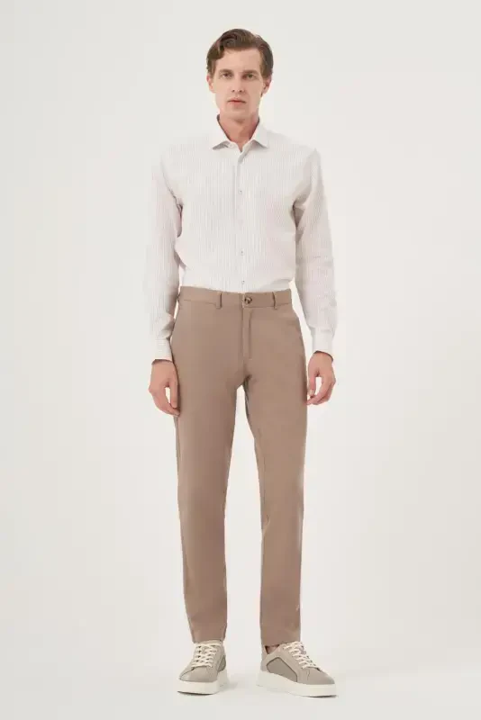 Modazone Men's Mink Summer Cotton Side Pocket Slim Fit Chino Pants - 4