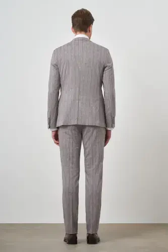 Modazone Men's Mink Tend Linen Double Breasted Slim Fit Pointed Collar Suit - 4