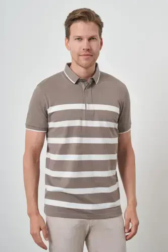 Modazone Men's Mink Trend Ringer Polo Neck T-Shirt - MORVEN (1)