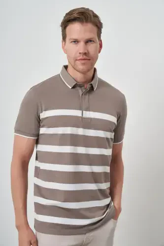 Modazone Men's Mink Trend Ringer Polo Neck T-Shirt - MORVEN (1)