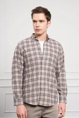 Modazone Men's Mink Winter Buttoned Collar Regular Fit Shirt 