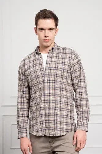 Modazone Men's Mink Winter Buttoned Collar Regular Fit Shirt - 2