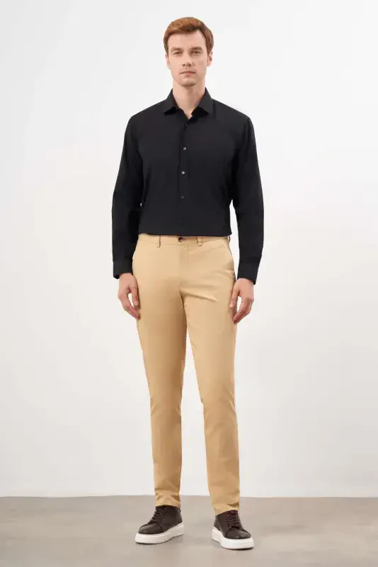 Modazone Men's Mustard Yellow Seasonal Cotton Side Pocket Slim Fit Chino Trousers - 5