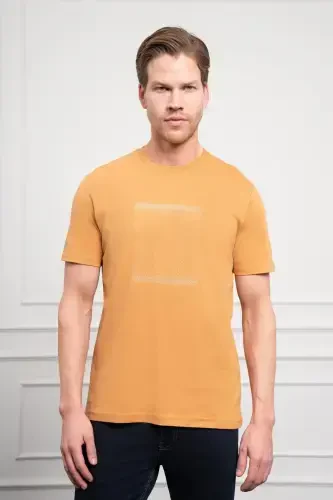 Modazone Men's Mustard Yellow Trend Crew Neck Dynamic Fit Cotton T-Shirt - 3