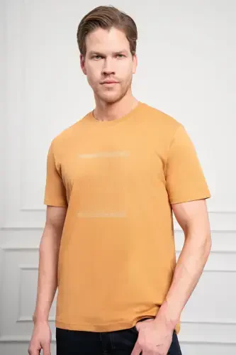 Modazone Men's Mustard Yellow Trend Crew Neck Dynamic Fit Cotton T-Shirt - 4