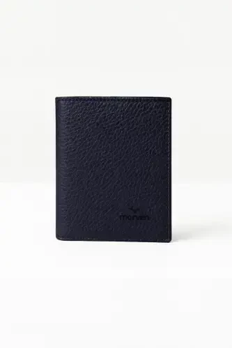 Modazone Men's Navy Blue 100% Leather Magnetic Wallet - 1