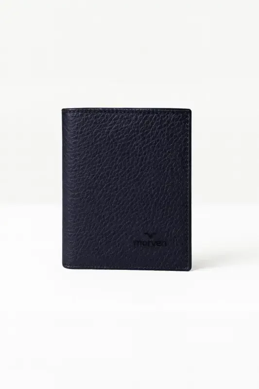 Modazone Men's Navy Blue 100% Leather Magnetic Wallet - 1