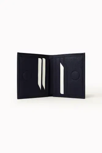Modazone Men's Navy Blue 100% Leather Magnetic Wallet - MORVEN (1)