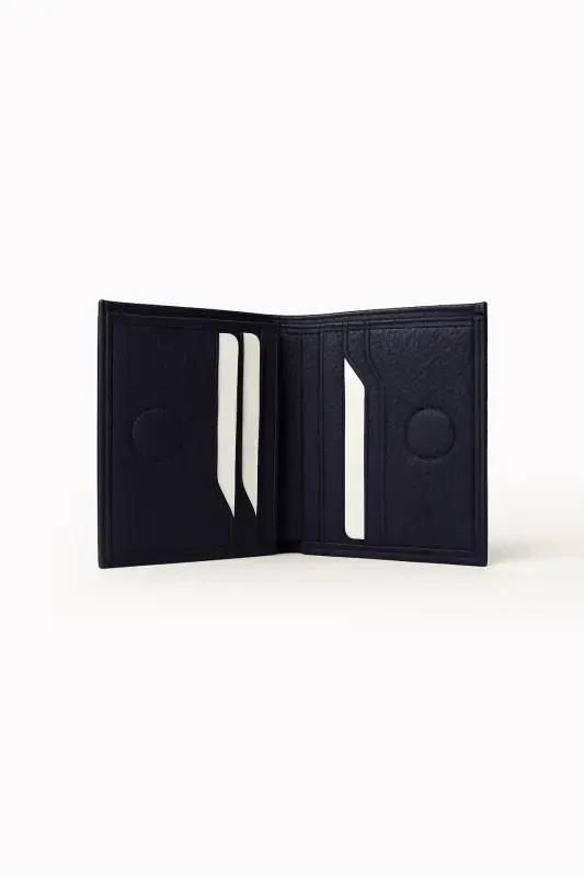 Modazone Men's Navy Blue 100% Leather Magnetic Wallet - 2