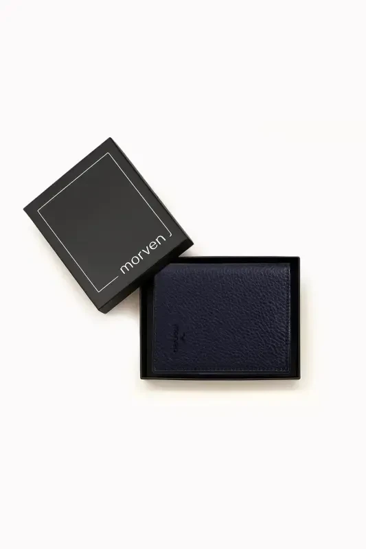 Modazone Men's Navy Blue 100% Leather Magnetic Wallet - 4