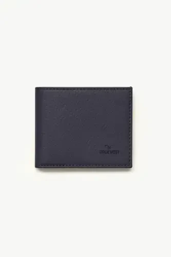 Modazone Men's Navy Blue Basic 100% Leather Wallet - 1