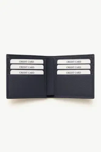 Modazone Men's Navy Blue Basic 100% Leather Wallet - MORVEN (1)