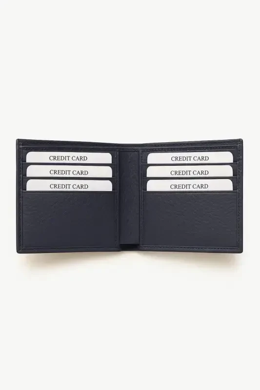 Modazone Men's Navy Blue Basic 100% Leather Wallet - 2
