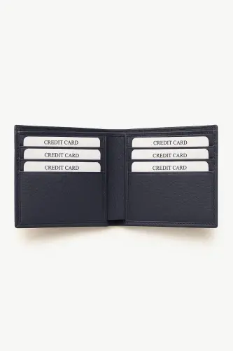 Modazone Men's Navy Blue Basic 100% Leather Wallet - MORVEN (1)
