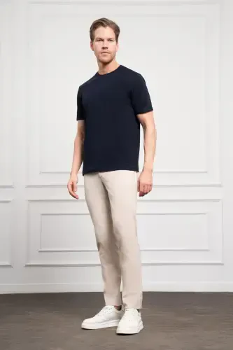 Modazone Men's Navy Blue Basic Crew Neck Dynamic Fit Cotton T-Shirt - MORVEN (1)