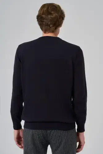 Modazone Men's Navy Blue Basic Crew Neck Dynamic Fit Relaxed Fit Knitwear - 5