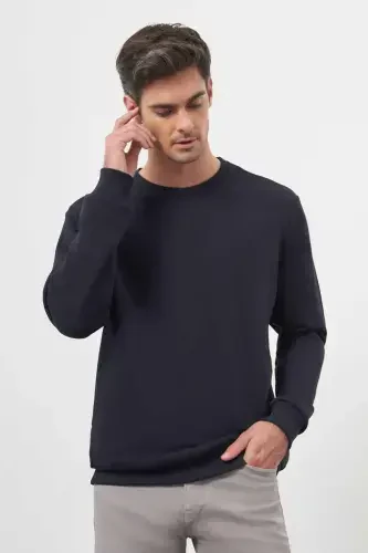 Modazone Men's Navy Blue Basic Crew Neck Sweatshirt - 3