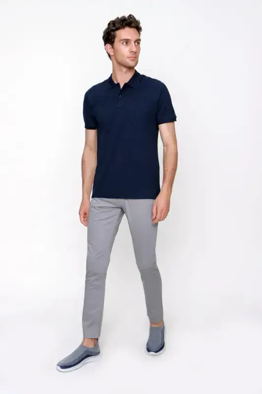 Modazone Men's Navy Blue Basic Polo Collar Dynamic Fit T-Shirt - 4