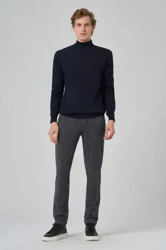 Modazone Men's Navy Blue Basic Turtleneck Dynamic Fit Comfort Fit Knitted Sweater - 2