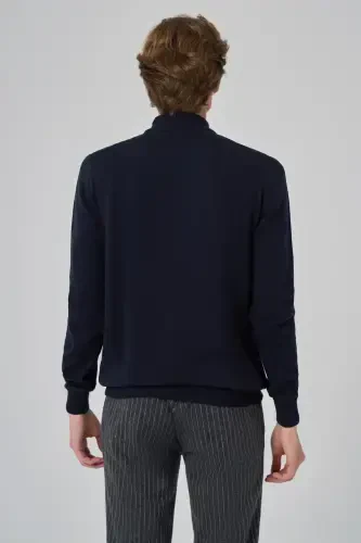 Modazone Men's Navy Blue Basic Turtleneck Dynamic Fit Comfort Fit Knitted Sweater - 5