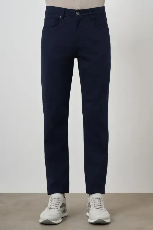 Modazone Men's Navy Blue Cotton 5 Pocket Dynamic Fit Jean Denim Pants - 1