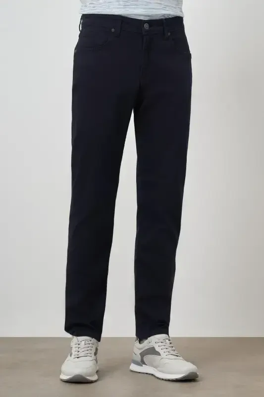 Modazone Men's Navy Blue Cotton 5 Pocket Slim Fit Jean Denim Pants - 4