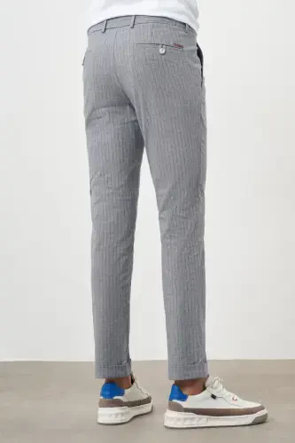 Modazone Men's Navy Blue Cotton Linen Trend Drawstring Jogger Slim Fit Sports Pants - 4