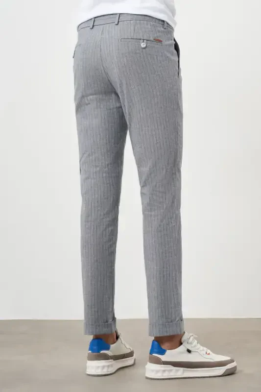 Modazone Men's Navy Blue Cotton Linen Trend Drawstring Jogger Slim Fit Sports Pants - 4