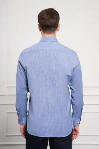 Modazone Men's Navy Blue Cotton Trend Regular Fit Stiff Collar Shirt - 5