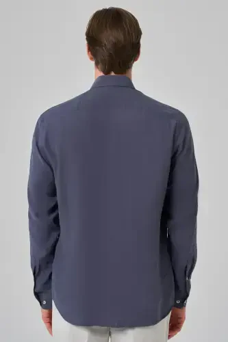 Modazone Men's Navy Blue Dynamic Fit Button-Down Collar Modal Shirt - 5