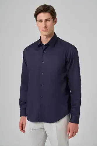 Modazone Men's Navy Blue Dynamic Fit Hard Collar Shirt 