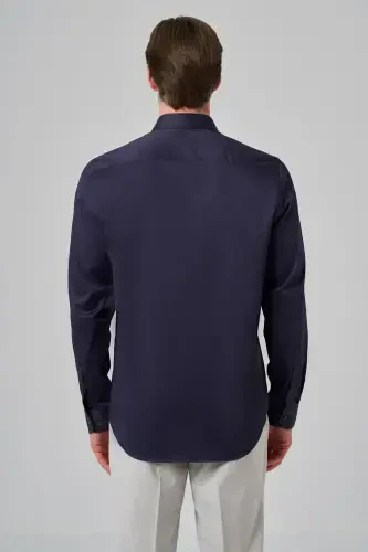 Modazone Men's Navy Blue Dynamic Fit Hard Collar Shirt - 5