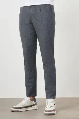 Modazone Men's Navy Blue Polyviscose Trend Pleated Slim Fit Sports Trousers - MORVEN (1)