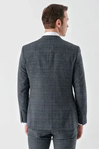 Modazone Men's Navy Blue Polyviscose Trend Vest Combination Pointed Collar Suit - 8